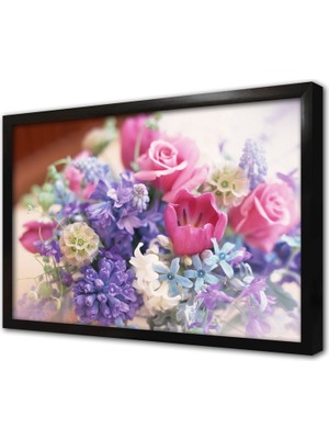 Tablosan Çiçekler Çerçeveli Cam Tablo