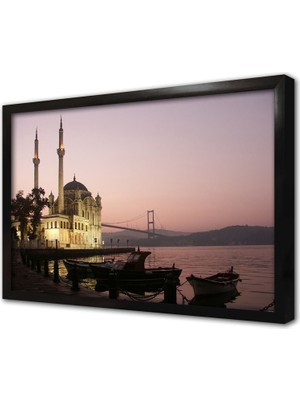 Tablosan Ortaköy Camii Gün Batımı Çerçeveli Cam Tablo