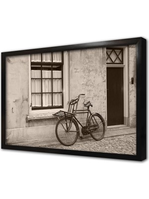 Tablosan Duvara Dayalı Bisiklet Çerçeveli Cam Tablo