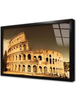 Tablosan Roma Kolezyum Çerçeveli Cam Tablo