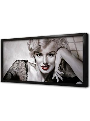 Tablosan Siyah Beyaz Marilyn Monroe Çerçeveli Cam Tablo