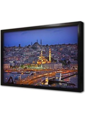 Tablosan Gün Batımı Galatadan Eminönü Çerçeveli Cam Tablo