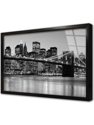 Tablosan Siyah Beyaz New York Çerçeveli Cam Tablo