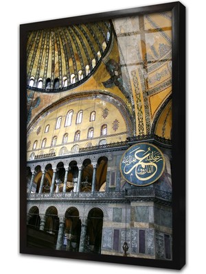 Tablosan Ayasofya Iç Mekan Çekimi Çerçeveli Cam Tablo