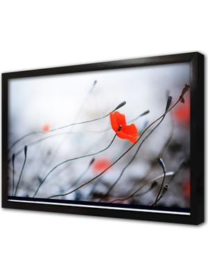 Tablosan Çiçeklerin Rüzgarla Dansı Çerçeveli Cam Tablo