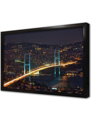 Tablosan Istanbul Boğaz Köprüsü Çerçeveli Cam Tablo