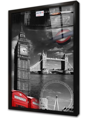 Tablosan Londra Şehir Çerçeveli Cam Tablo
