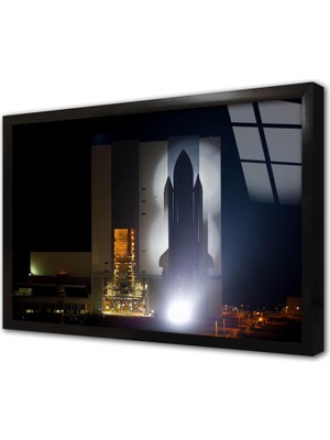 Tablosan Atlantis Uzay Mekiği Çerçeveli Cam Tablo