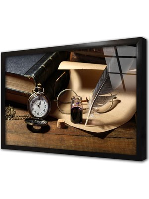 Tablosan Tüy Kalem Çerçeveli Cam Tablo