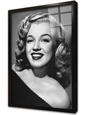Tablosan Marliyn Monroee Siyah Ruj Çerçeveli Cam Tablo