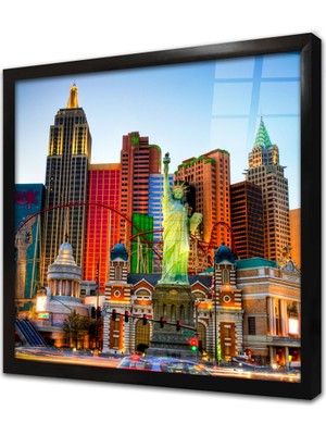 Tablosan Las Vegas Özgürlük Heykeli Çerçeveli Cam Tablo