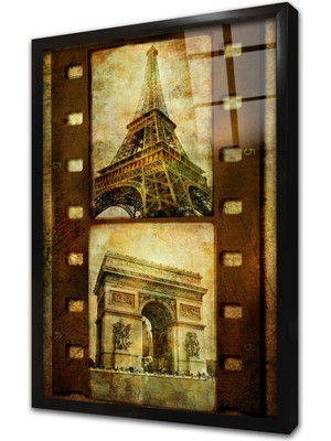 Tablosan Eyfel Kulesi Turistik Çerçeveli Cam Tablo