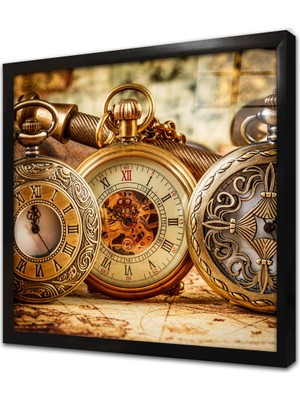 Tablosan Saat Çerçeveli Cam Tablo