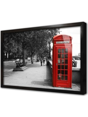 Tablosan Londra Kırmızı Kulübe Çerçeveli Cam Tablo