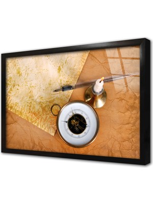 Tablosan Pusula Çerçeveli Cam Tablo