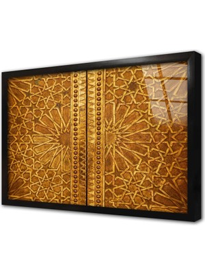 Tablosan Osmanlı Ahşap Oyma Kapı Çerçeveli Cam Tablo