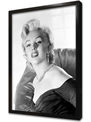 Tablosan Siyah Beyaz Marilyn Monroe Çerçeveli Cam Tablo