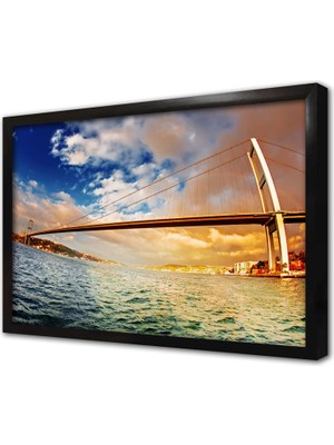 Tablosan Istanbul Boğaz Köprüsü Çerçeveli Cam Tablo