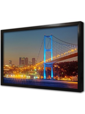 Tablosan Istanbul Boğaz Köprüsü Çerçeveli Cam Tablo