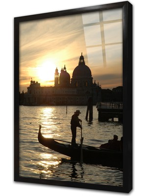 Tablosan Venedik Şehir Çerçeveli Cam Tablo