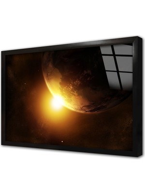 Tablosan Dünya Güneş Çerçeveli Cam Tablo