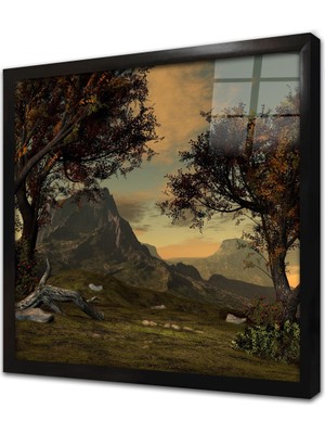 Tablosan Yeşil Doğa Çerçeveli Cam Tablo