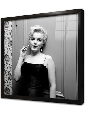 Tablosan Marliyn Monroe Siyah Beyaz Çerçeveli Cam Tablo