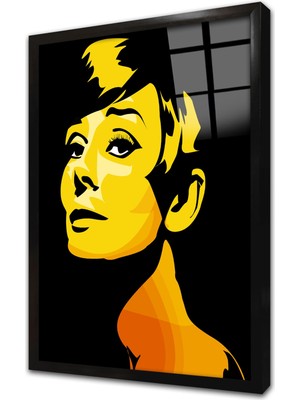 Tablosan Audrey Hepburn Çerçeveli Cam Tablo
