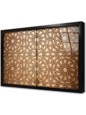 Tablosan Osmanlı Ahşap Oyma Kapı Çerçeveli Cam Tablo