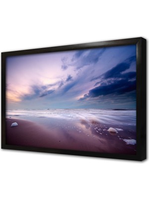 Tablosan Mavi Gökyüzü ve Deniz Çerçeveli Cam Tablo