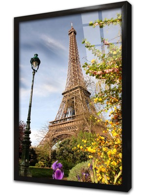 Tablosan Fransa Eyfel Kulesi Çerçeveli Cam Tablo