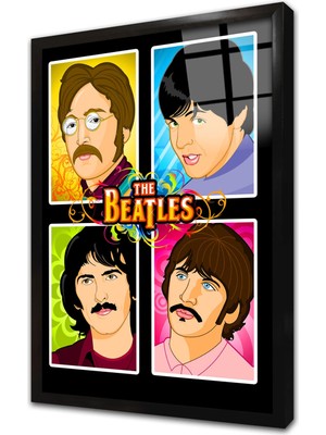 Tablosan The Beatles Grubu Üyeleri Çerçeveli Cam Tablo