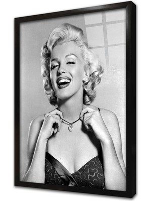Tablosan Siyah Beyaz Marilyn Monroe Çerçeveli Cam Tablo