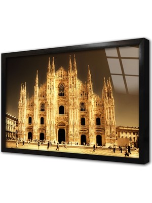 Tablosan Milan Duomo Katedrali Çerçeveli Cam Tablo
