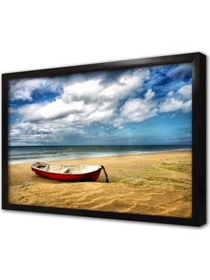 Tablosan Kumsal ve Sandal Çerçeveli Cam Tablo