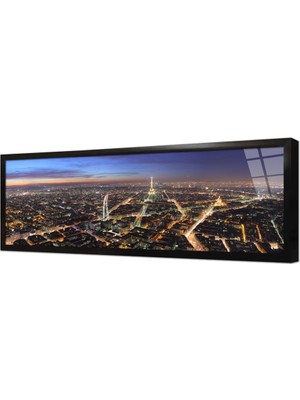 Tablosan Kuşbakışı Paris Şehir Çerçeveli Cam Tablo
