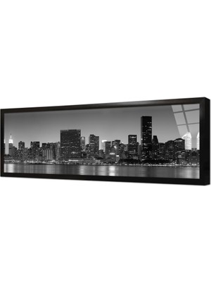 Tablosan Siyah Beyaz Gökdelen Çerçeveli Cam Tablo