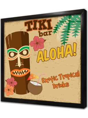 Tablosan Vintage Retro Görsel Çerçeveli Cam Tablo