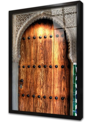 Tablosan Ahşap Oyma Kapı Çerçeveli Cam Tablo