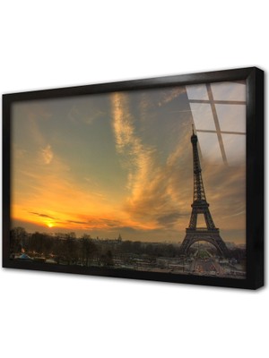 Tablosan Fransa Eyfel Kulesi Çerçeveli Cam Tablo