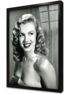 Tablosan Siyah Beyaz Marilyn Monroe Çerçeveli Cam Tablo