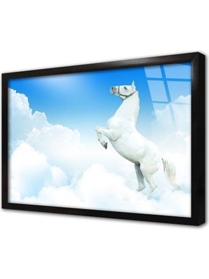 Tablosan Şaha Kalkmış At Çerçeveli Cam Tablo