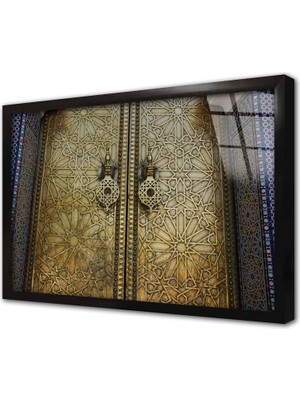 Tablosan Ahşap Oyma Kapı Çerçeveli Cam Tablo