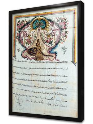 Tablosan Osmanlı Padişah Fermanı Çerçeveli Cam Tablo