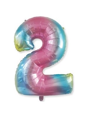 Dipak Gökkuşağı Renkli 2 Rakam Folyo Balon 34 Inç 76 cm