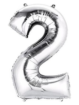 Dipak Gümüş Renk 2 Rakam Folyo Balon 16 Inç 40 cm