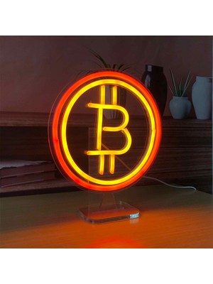 Honey Concept Bitcoin Logo Neon LED Dekoratif Masa ve Gece Lambası
