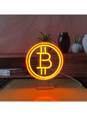 Honey Concept Bitcoin Logo Neon LED Dekoratif Masa ve Gece Lambası