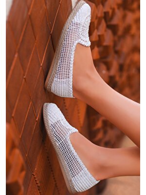 Chie Collection Evic Beyaz Örgülü Babet Ayakkabı