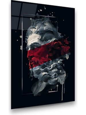 Glass Art Yunan Heykeli Dikey Cam Tablo